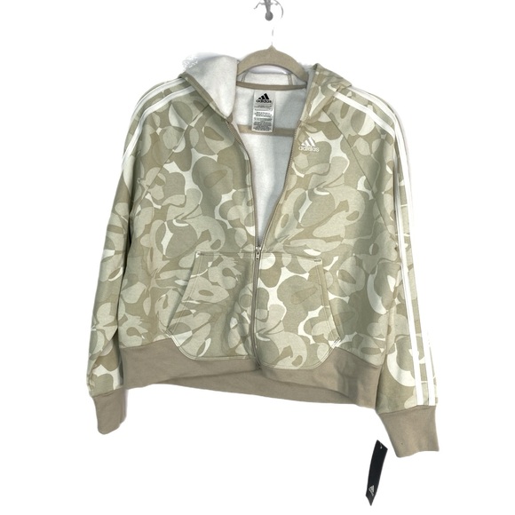 adidas Other - Adidas Girl’s Wonder Beige Fleece Jacket full zipper Size XL NWT